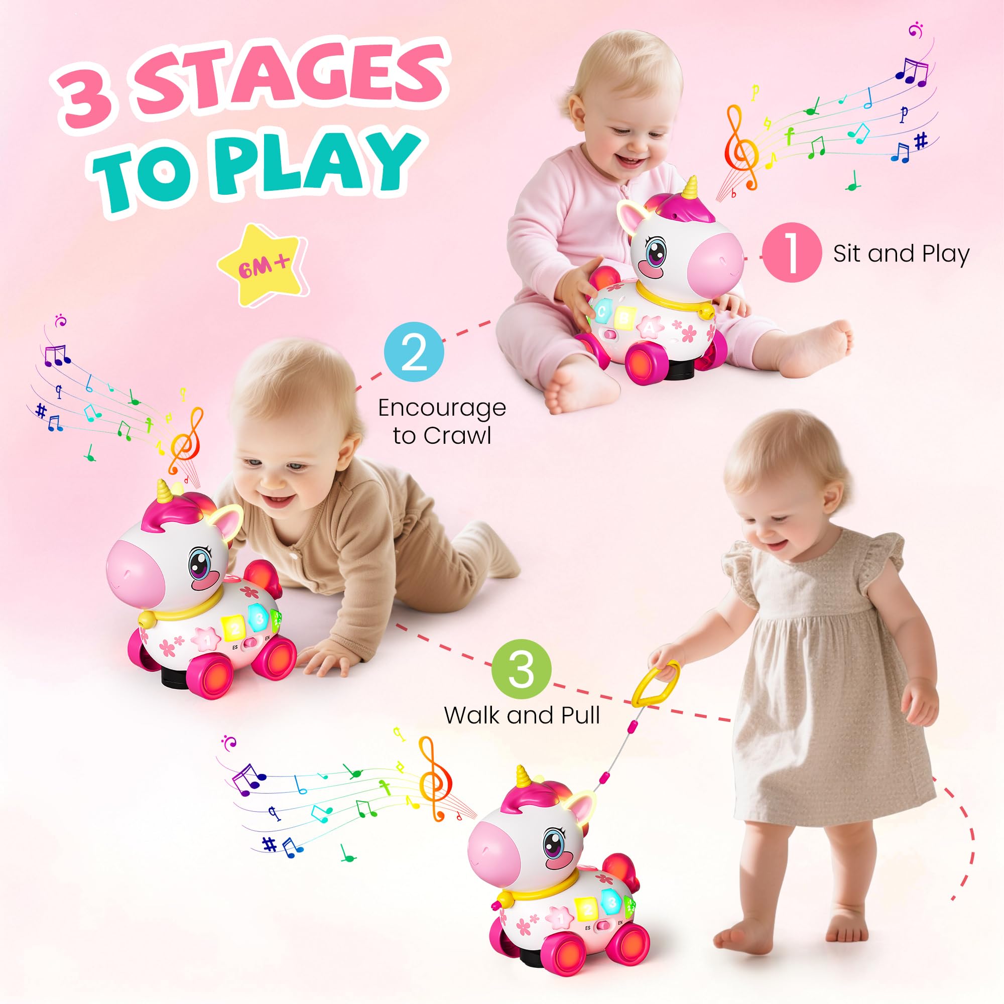 Ingbear unicorn toy bilingual learning with ABCs and numbers