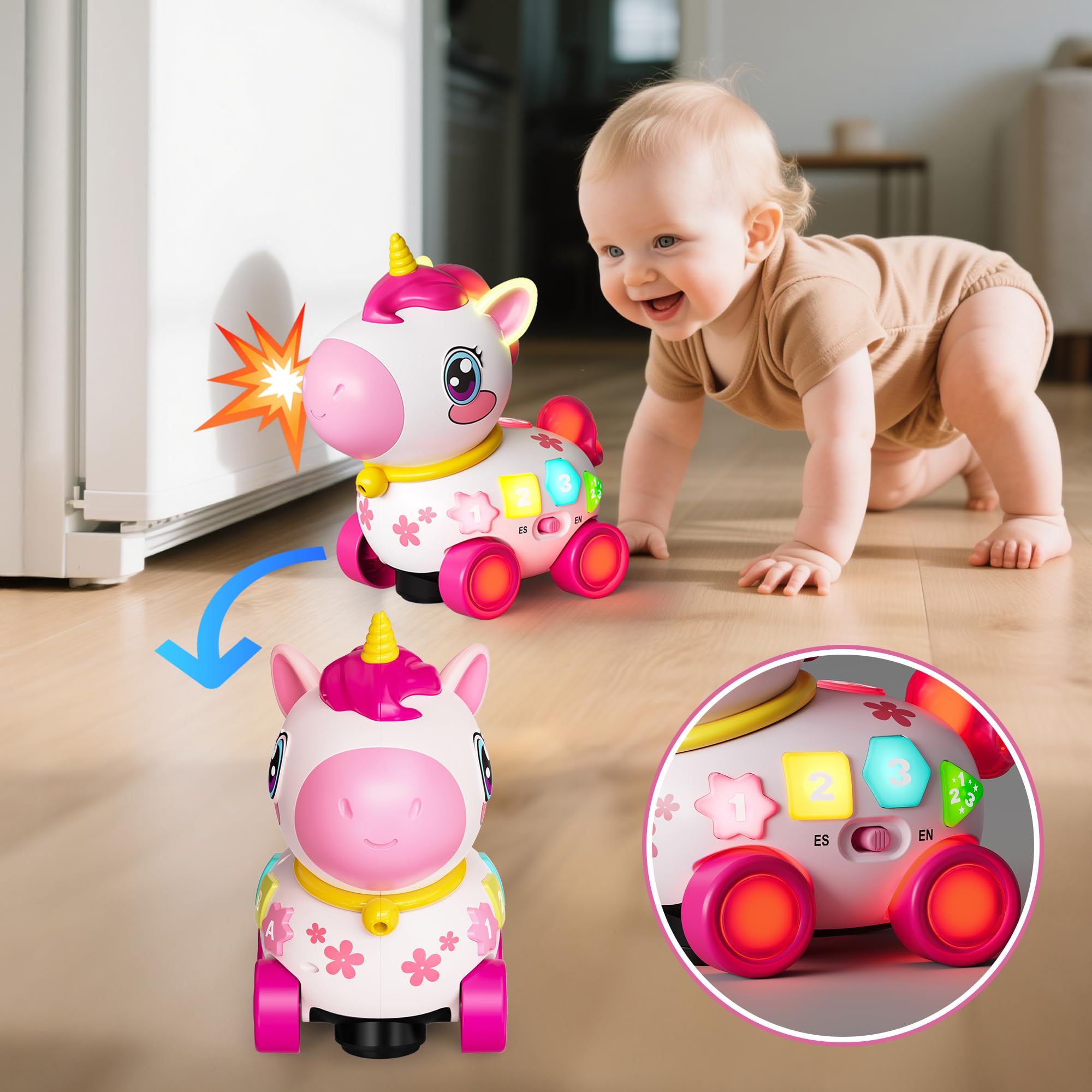Ingbear unicorn toy features soft light and clear speaker