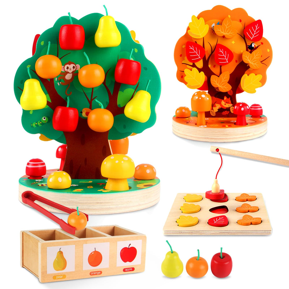 INIFEIDALA Apple Picking Tree supports hands-on sorting and fine motor practice.