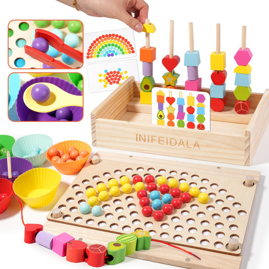 INIFEIDALA lacing beads with threading kit supports hand-eye coordination during play