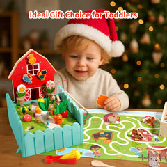 INIFEIDALA double sided board offers farm maze and alphabet learning experiences