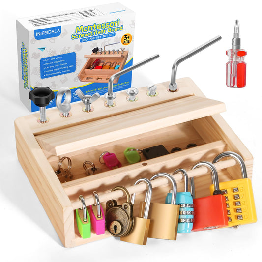 INIFEIDALA Montessori screwdriver board wooden assembly for tactile learning and fine motor practice