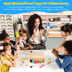 INIFEIDALA wooden busy board curved edges emphasizing safe play and sensory exploration