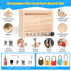 INIFEIDALA wooden board being used by a child to practice screwdriver skills safely.