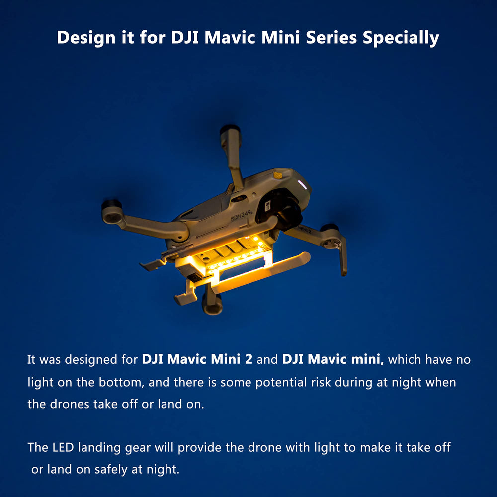 Inifispce foldable landing gear for easy packing.