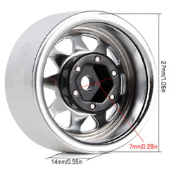 INJORA 1.0 wheel with removable center hub enables quick maintenance.