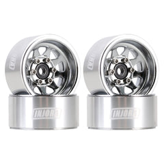 INJORA 1.0 beadlock wheel with deep dish silver finish for rugged micro crawlers.