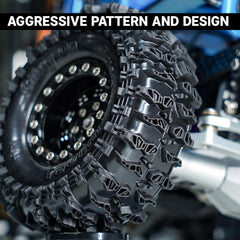 INJORA 1.3 inch rock crawling wheels pairing with tires for seamless integration.
