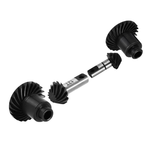 INJORA 12T-22T overdrive gear close-up for TRX4M front axle improving steering