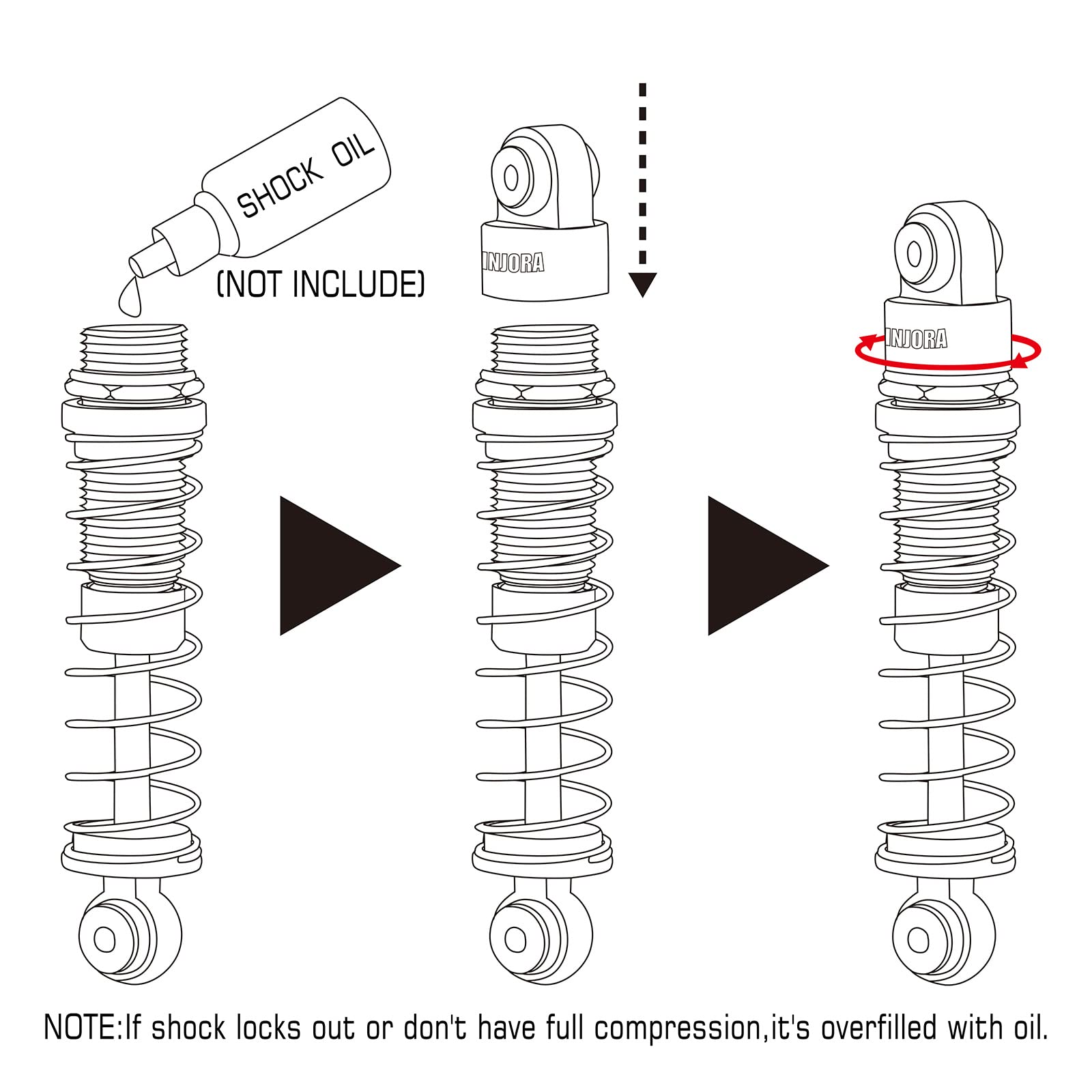 Oil not included; lightly coat internals when filling to avoid overfill.