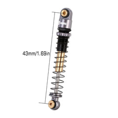 INJORA threaded tele shock absorber side view enables easy pre-load tuning.