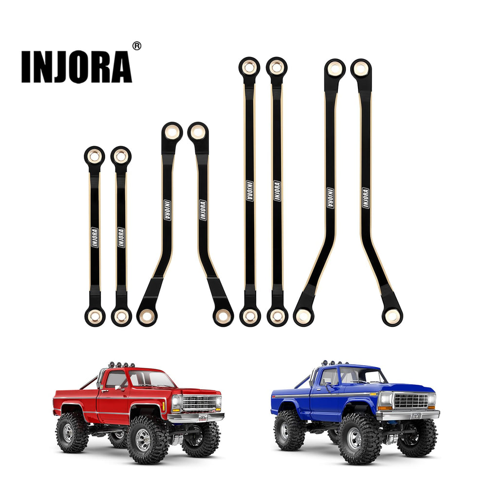 INJORA 46g brass high-clearance link enhances approach angles for steep climbs