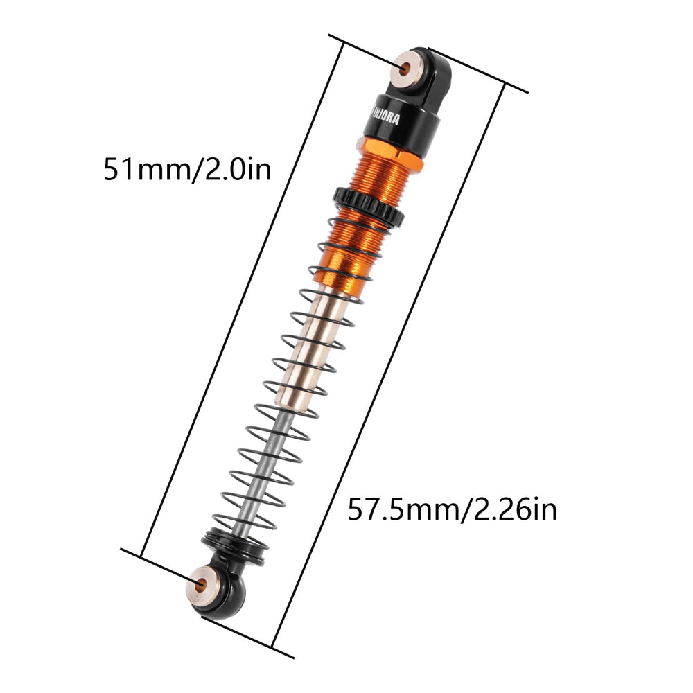 INJORA double-barrel damper enhances smooth suspension over rough terrain.
