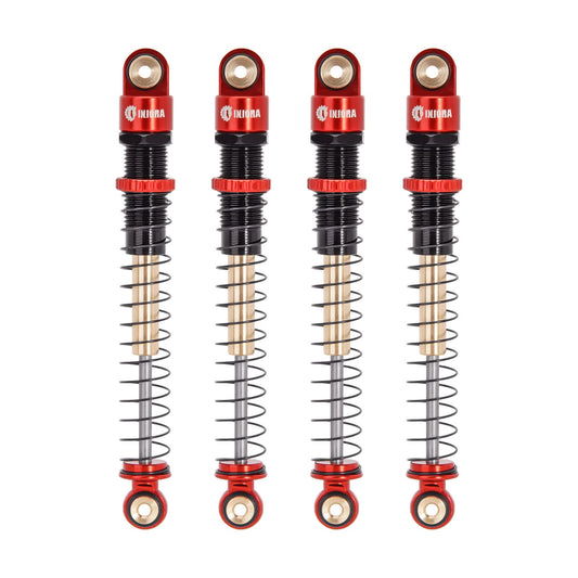 INJORA 51mm shocks long travel for AX24 articulation on rugged terrain.