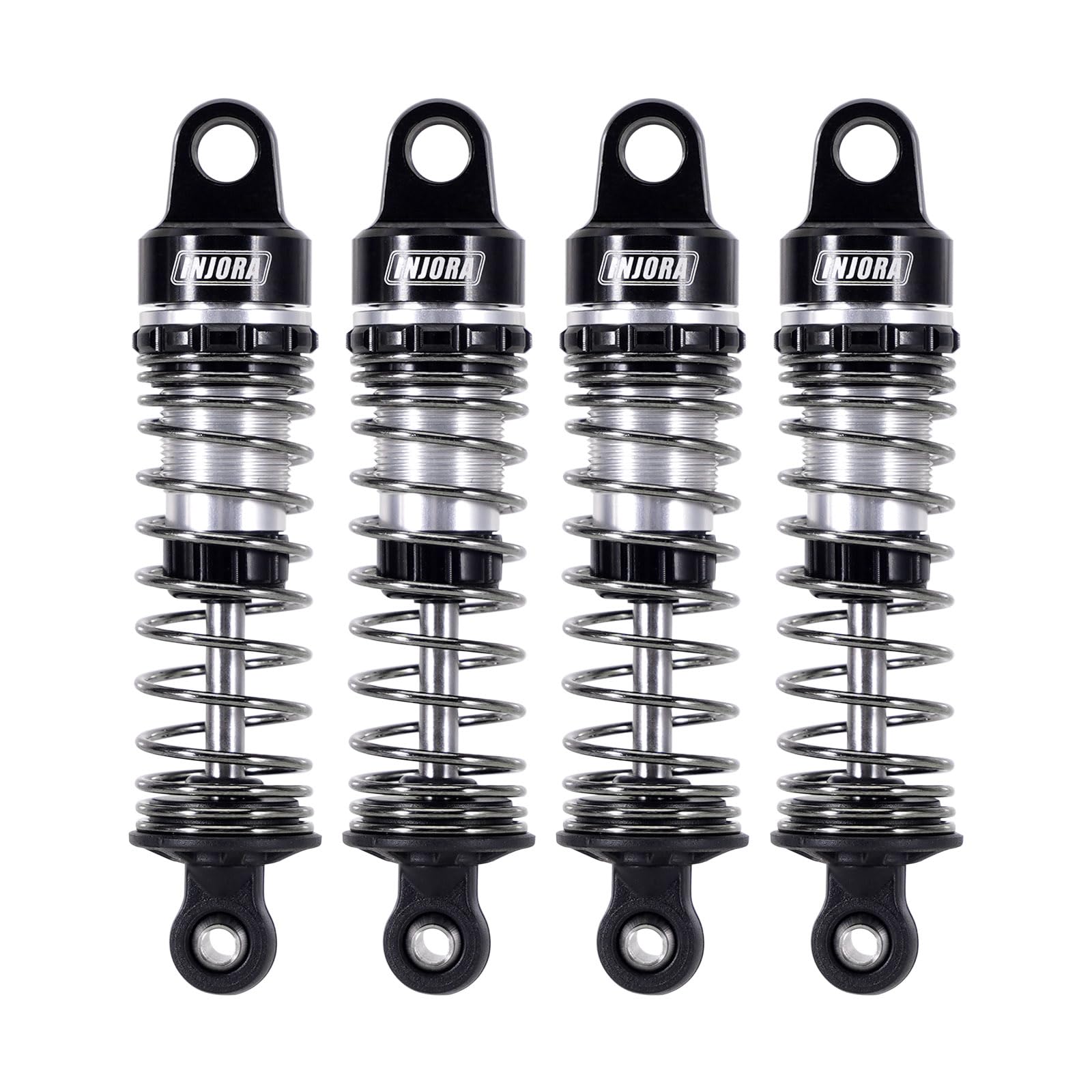INJORA 59mm aluminum oil shocks with damping adjustment for precise terrain tuning