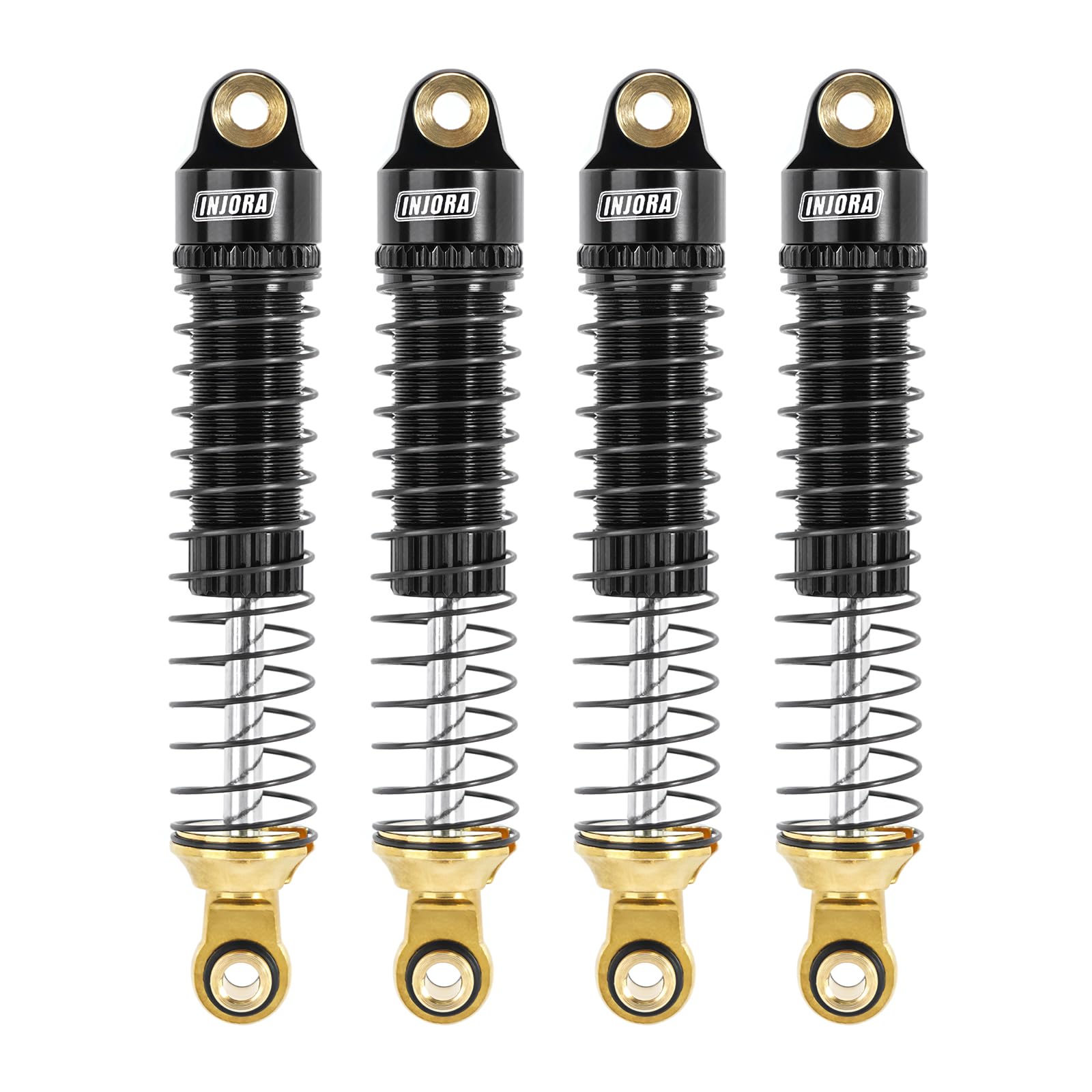 INJORA 59mm shocks side view shows durable aluminum construction for precise damping.