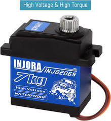 INJORA 7KG servo includes servo horn for ready-fit replacement of plastic parts