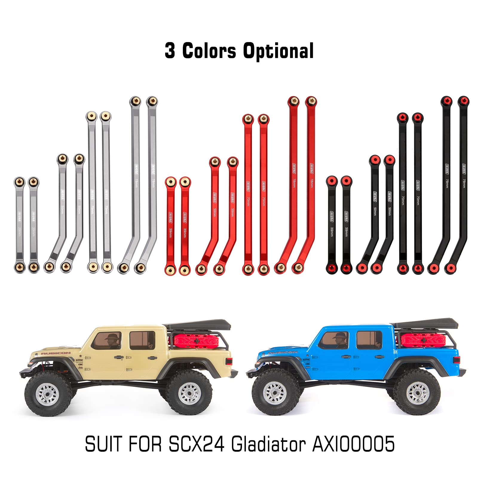 INJORA 8-piece set replaces plastic links for lasting durability on power wagon builds.
