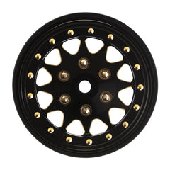 INJORA aggressive stanced brass wheel adds bold presence on tracks.