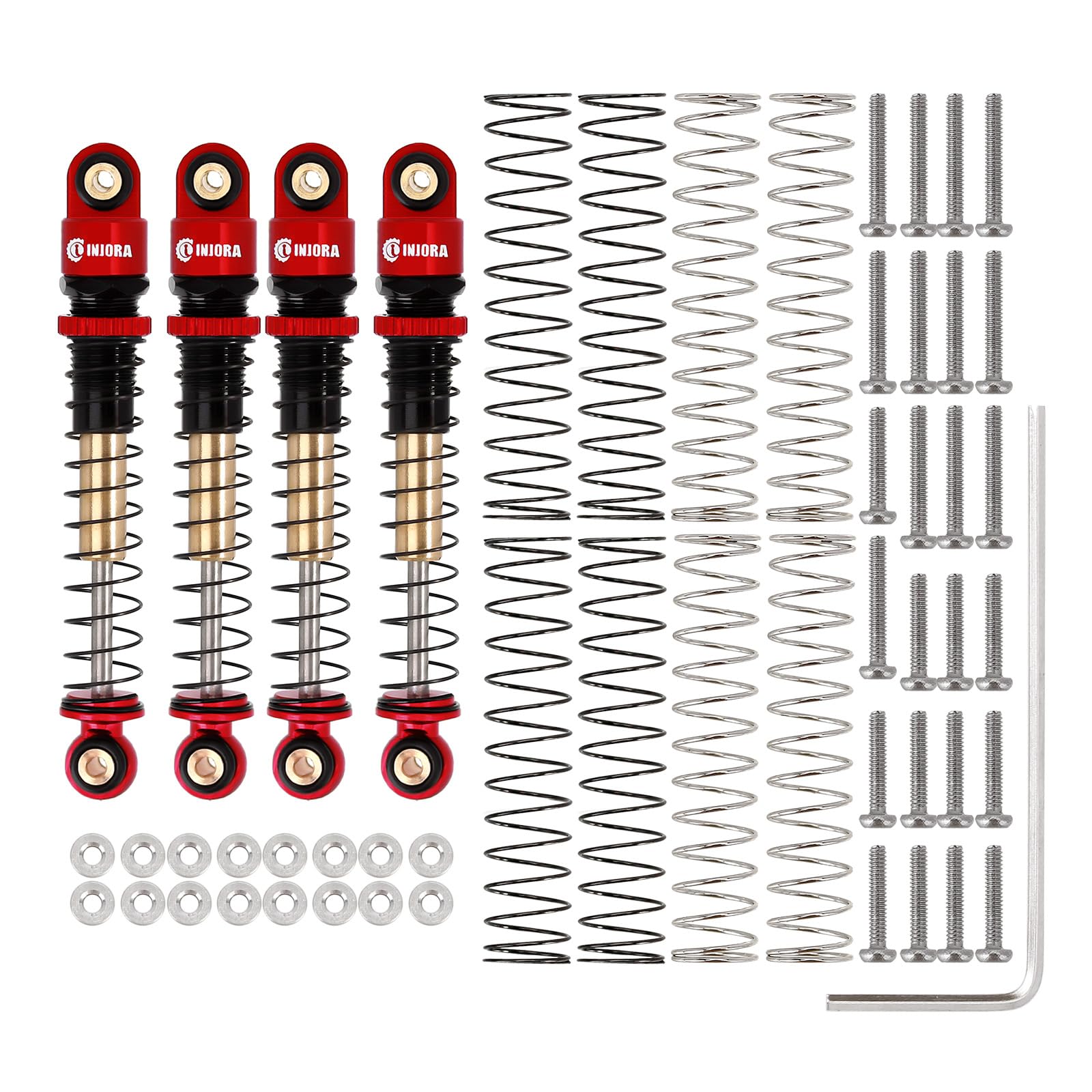 INJORA aluminum shock bodies closeup for durable performance