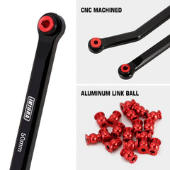 INJORA high clearance links reduce axle wrap and unwanted steering under load.