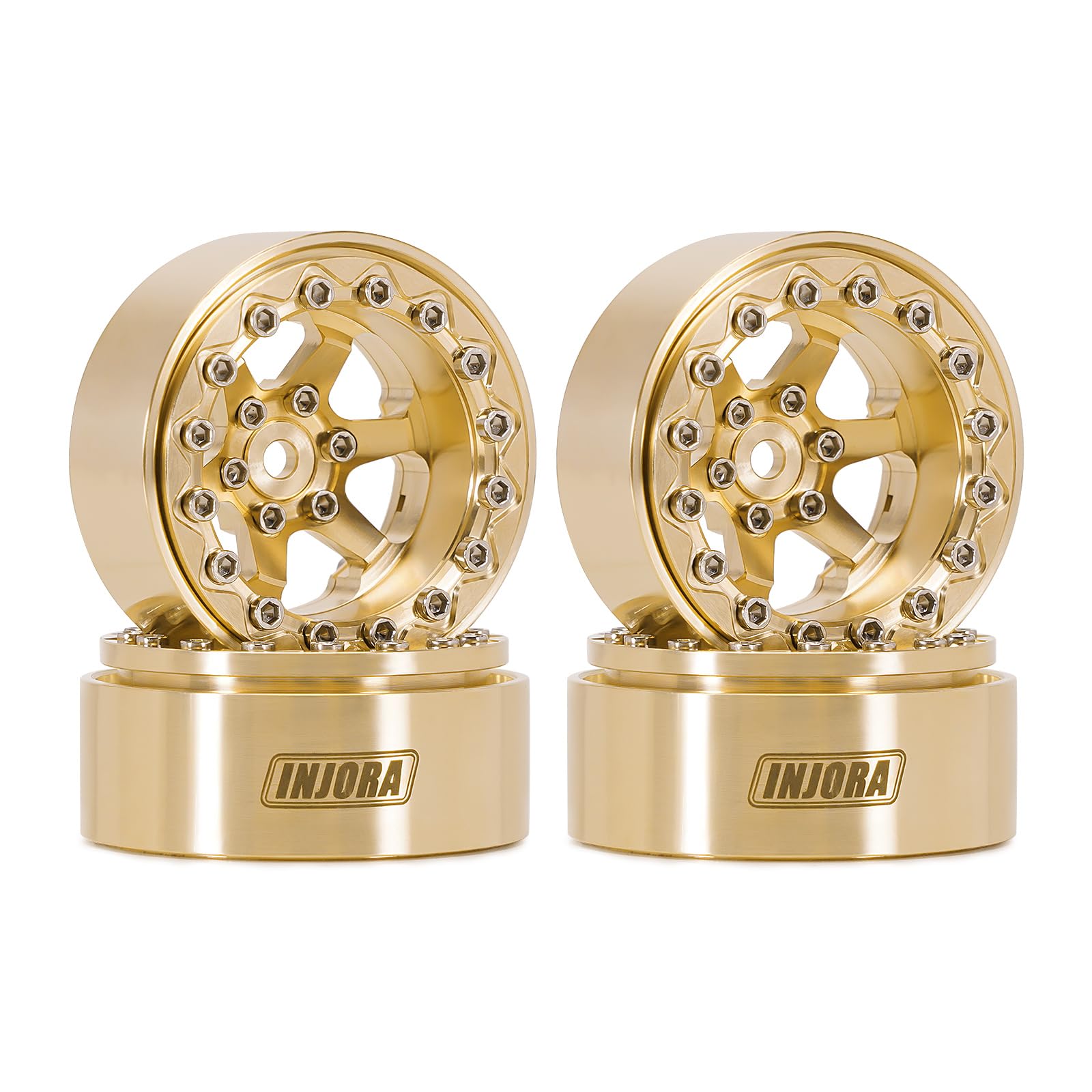 INJORA brass beadlock wheel 1.3-inch offset enhances SCX24 display and stability