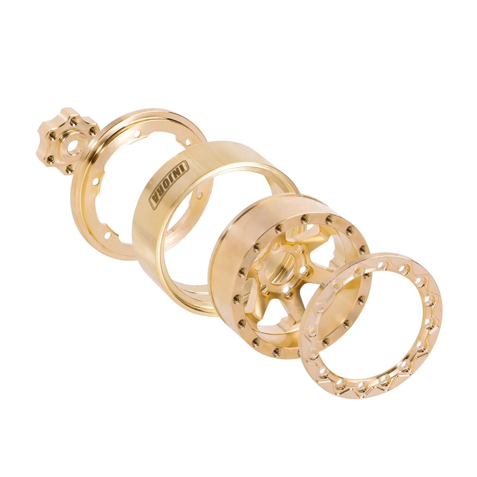 INJORA brass beadlock wheel 1.3-inch offset for TRX4M handling on rough trails