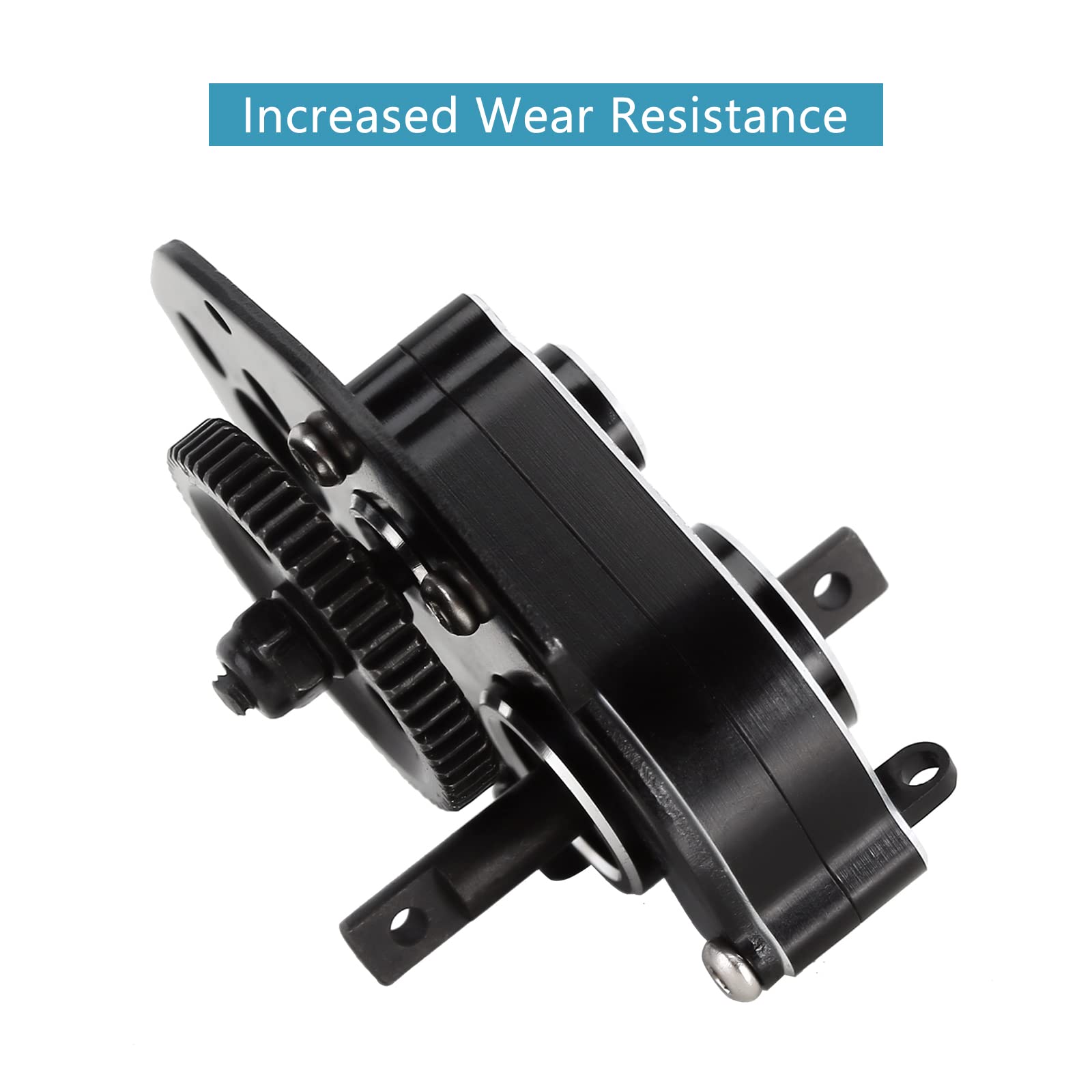 INJORA black anodized gearbox kit showcasing a sleek, durable exterior.