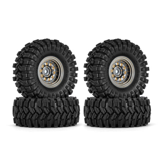 INJORA brass beadlock wheel with 1.0 offset for SCX24 stability.