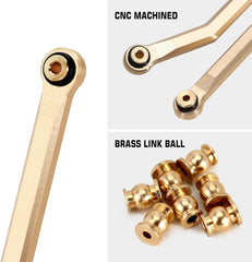 INJORA brass front links prevent axle wrap during rugged turns