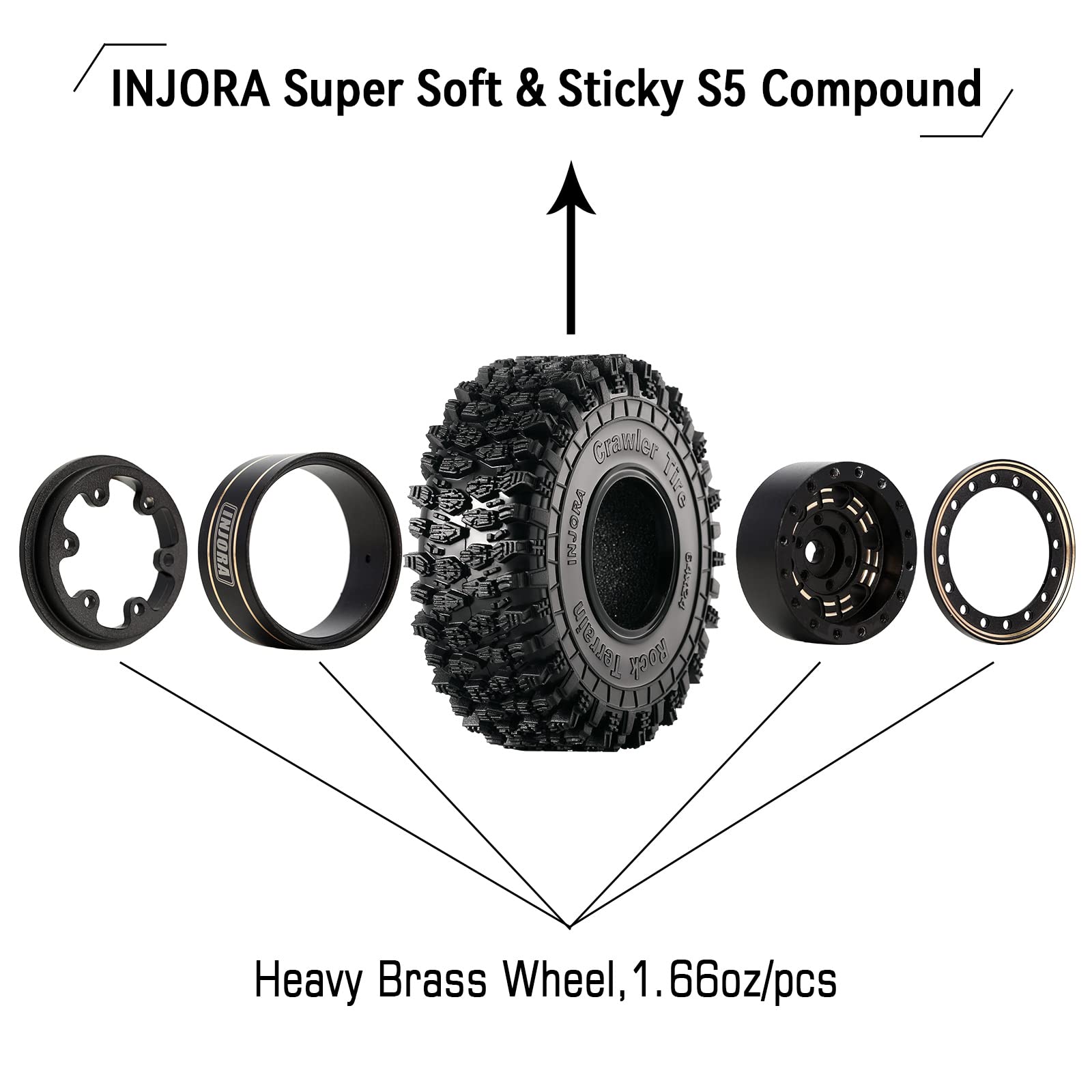 Brass beadlock rims with -3.15mm offset boosting hub spacing