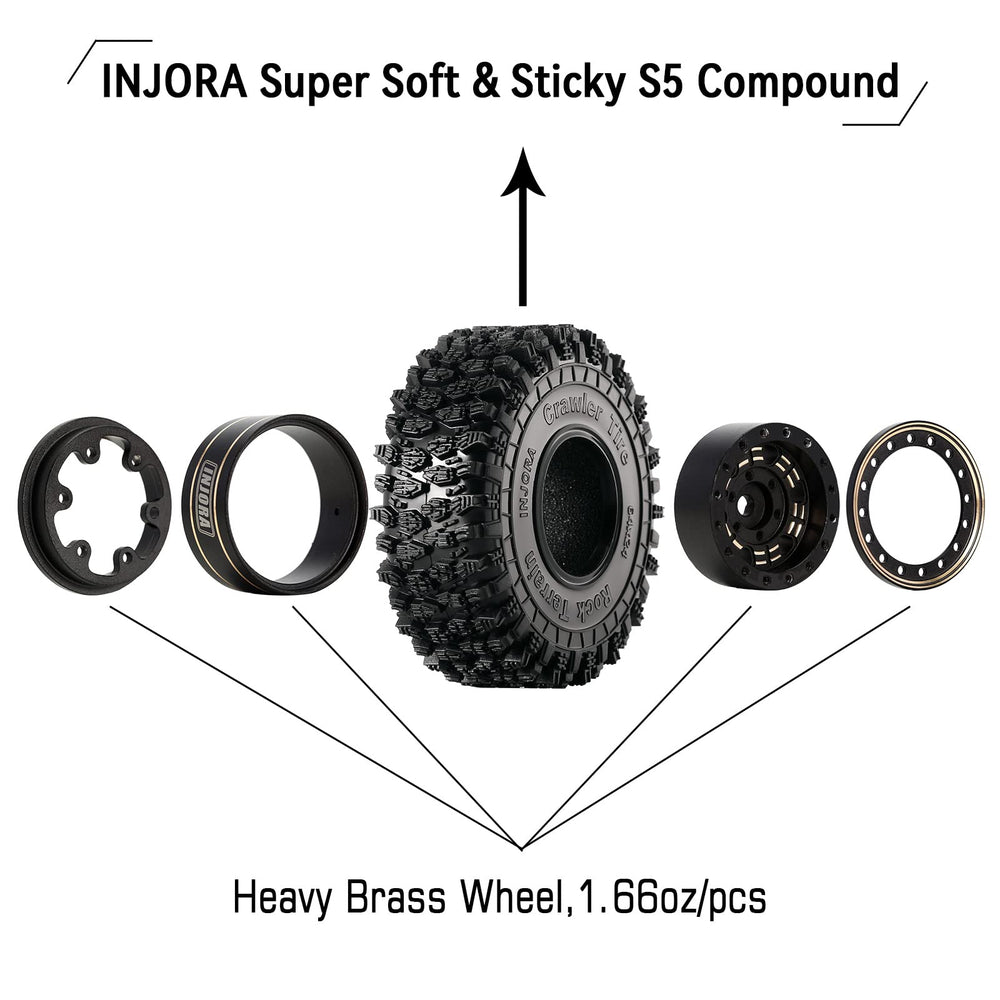 Brass beadlock rims with -3.15mm offset boosting hub spacing