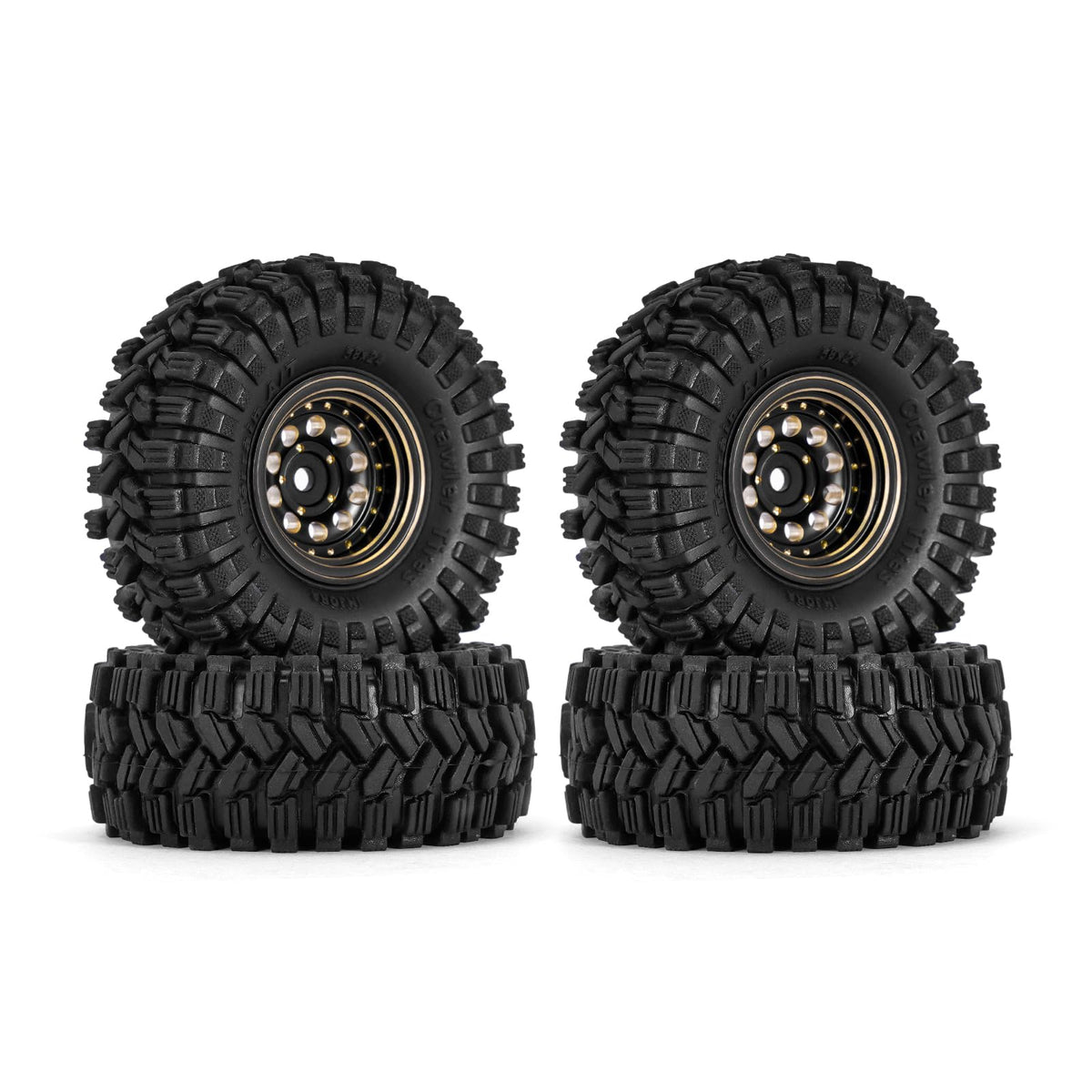 INJORA brass beadlock wheel with negative 2.65 mm offset for improved stability on rugged trails.