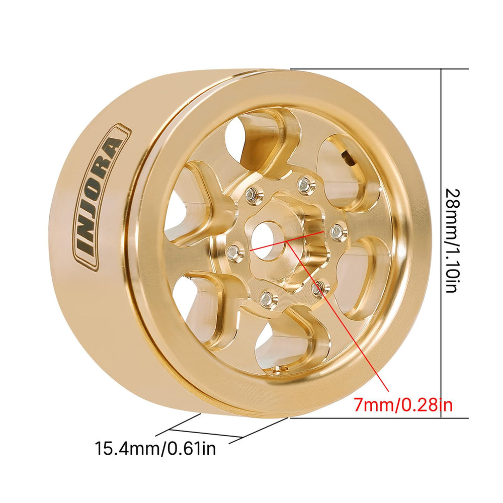 INJORA beadlock wheel 15.4mm width enhances grip on rugged terrain.