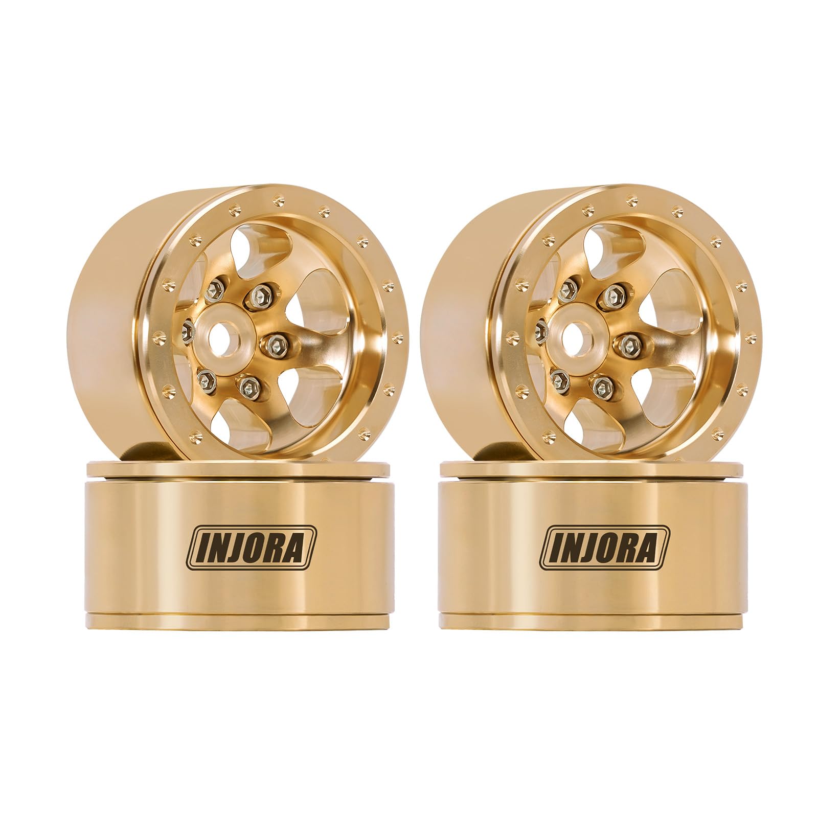 INJORA brass beadlock wheel offset 4.7mm improves stability on RC crawlers.