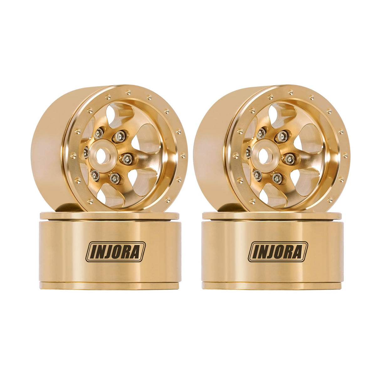 INJORA brass beadlock wheel offset 4.7mm improves stability on RC crawlers.