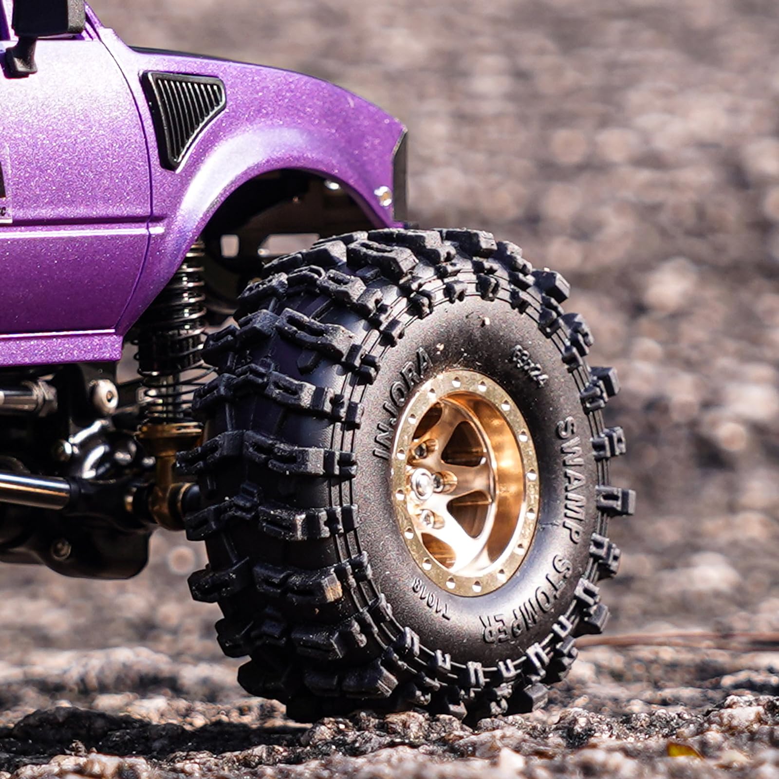 INJORA brass beadlock wheel upgrade for 1/18 and 1/24 RC crawlers.