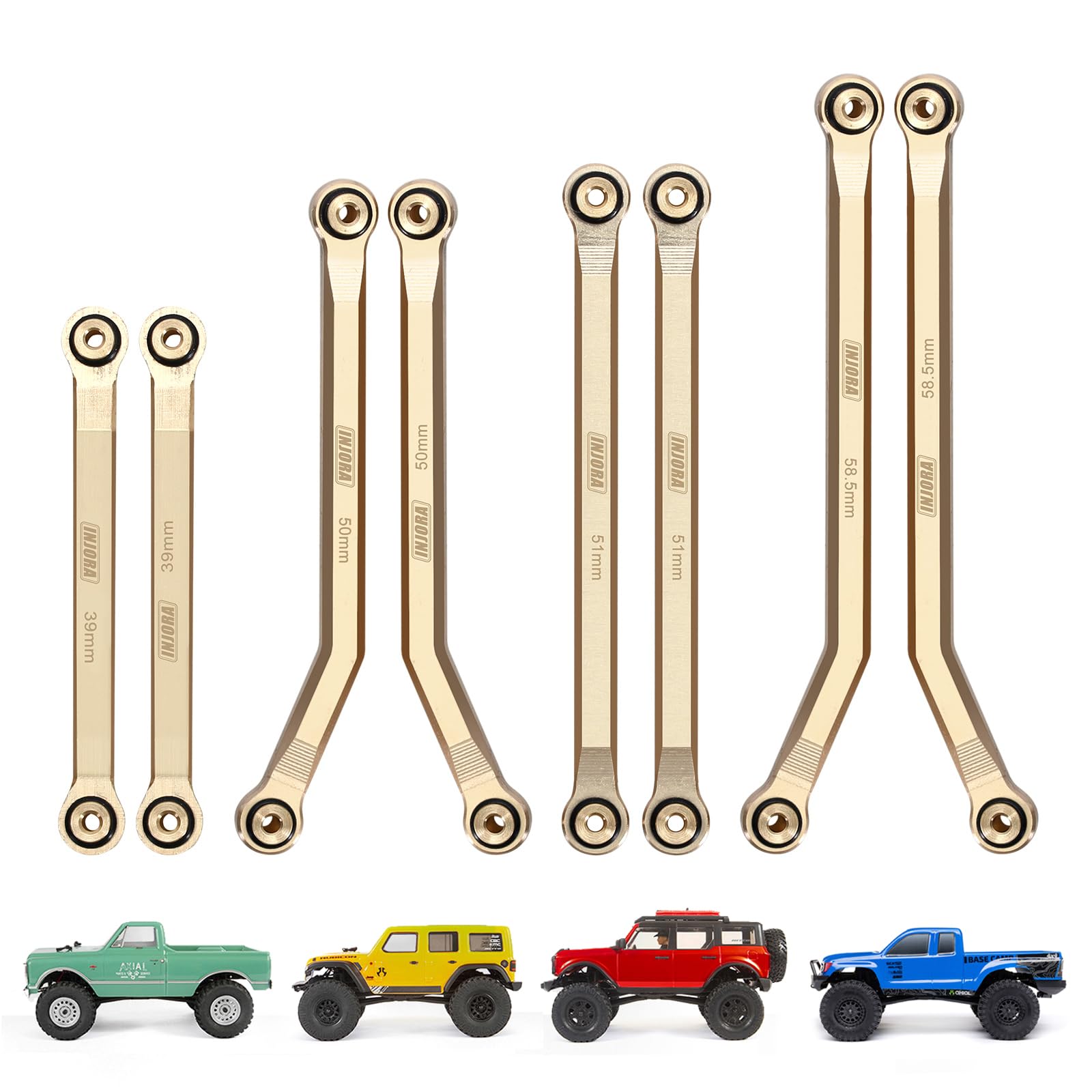 INJORA brass front links fitted for SCX24 C10 JLU 4Runner