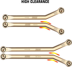 INJORA brass high-clearance links elevate ground clearance for climbs