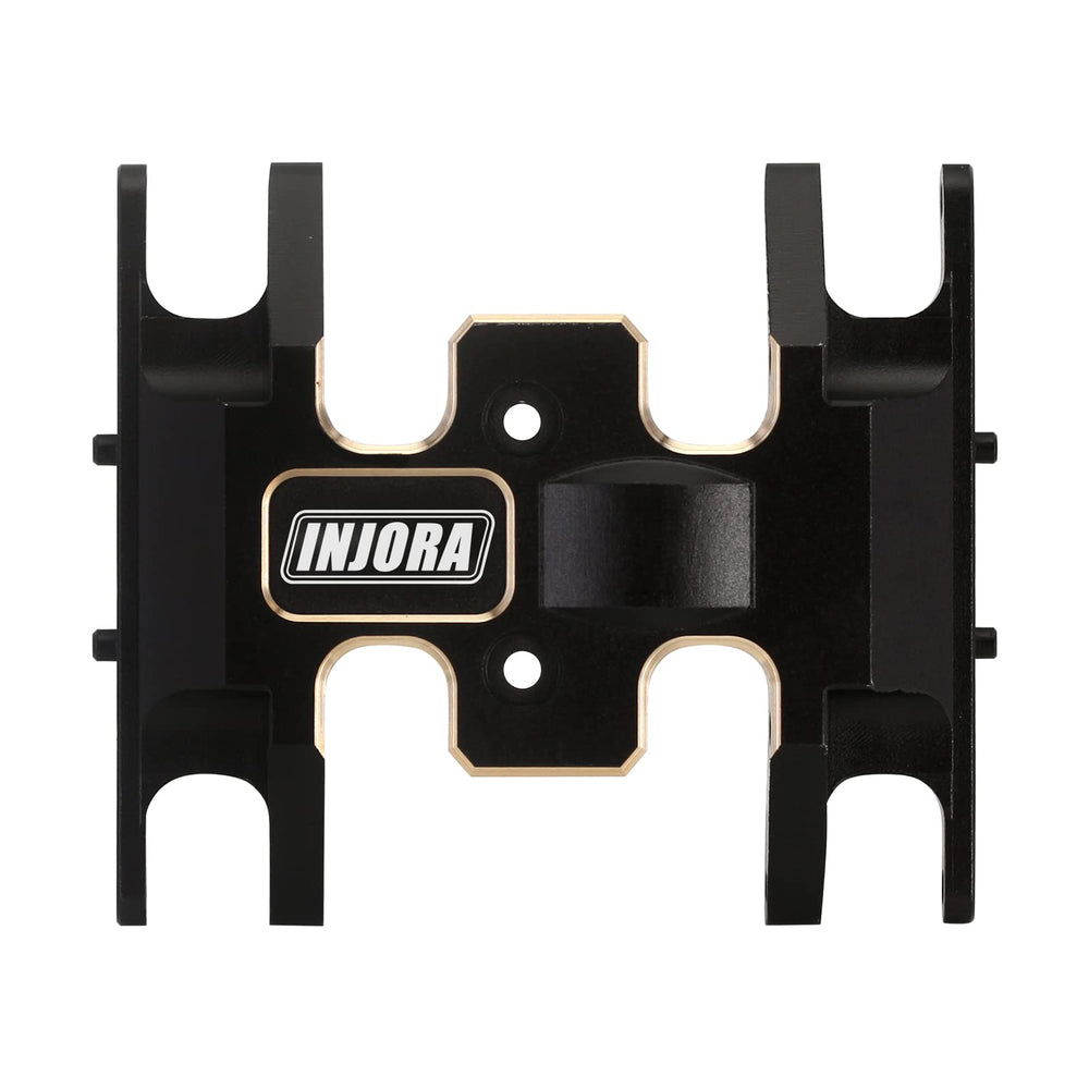 Chamfered edges and black coating reduce snag and corrosion on INJORA skid plate.