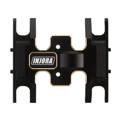 Chamfered edges and black coating reduce snag and corrosion on INJORA skid plate.