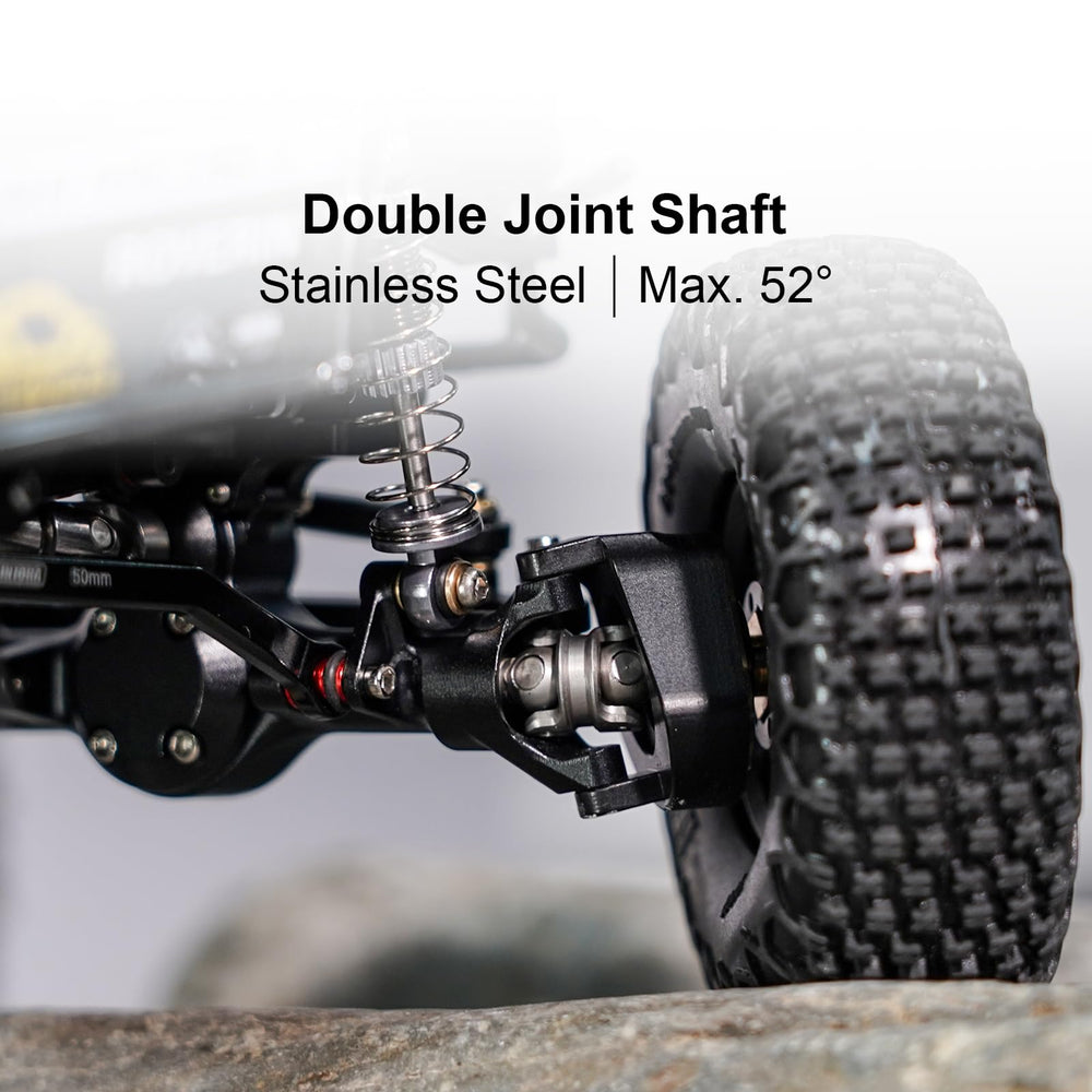 INJORA brass steering knuckles provide added weight for better traction and steering feel.