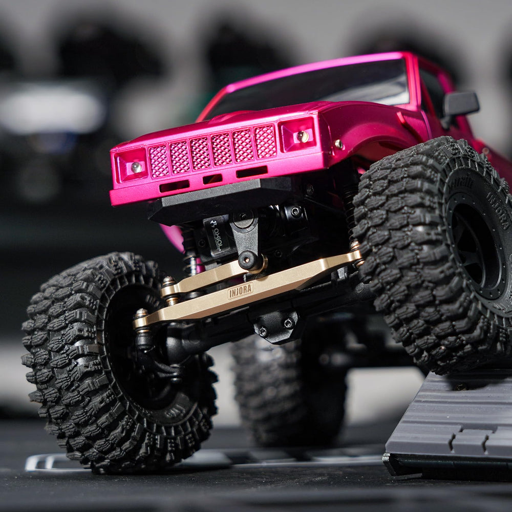 INJORA brass steering links fit 1/24 RC crawler for improved durability.