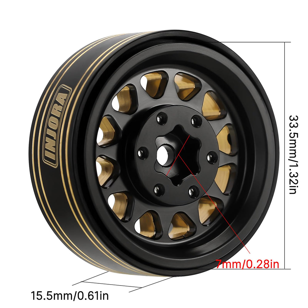 INJORA brass wheel with 33.5mm outer diameter for precise fit.