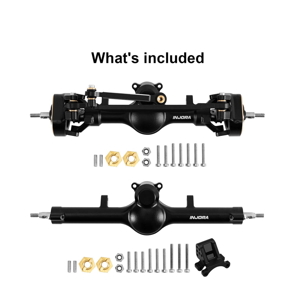 INJORA CNC aluminum steering link keeps the setup compact and clean.