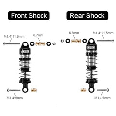 INJORA CNC machined aluminum shock bodies provide precise alignment and durability.
