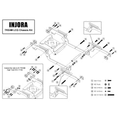 INJORA sturdy frame construction supports rugged off-road builds.
