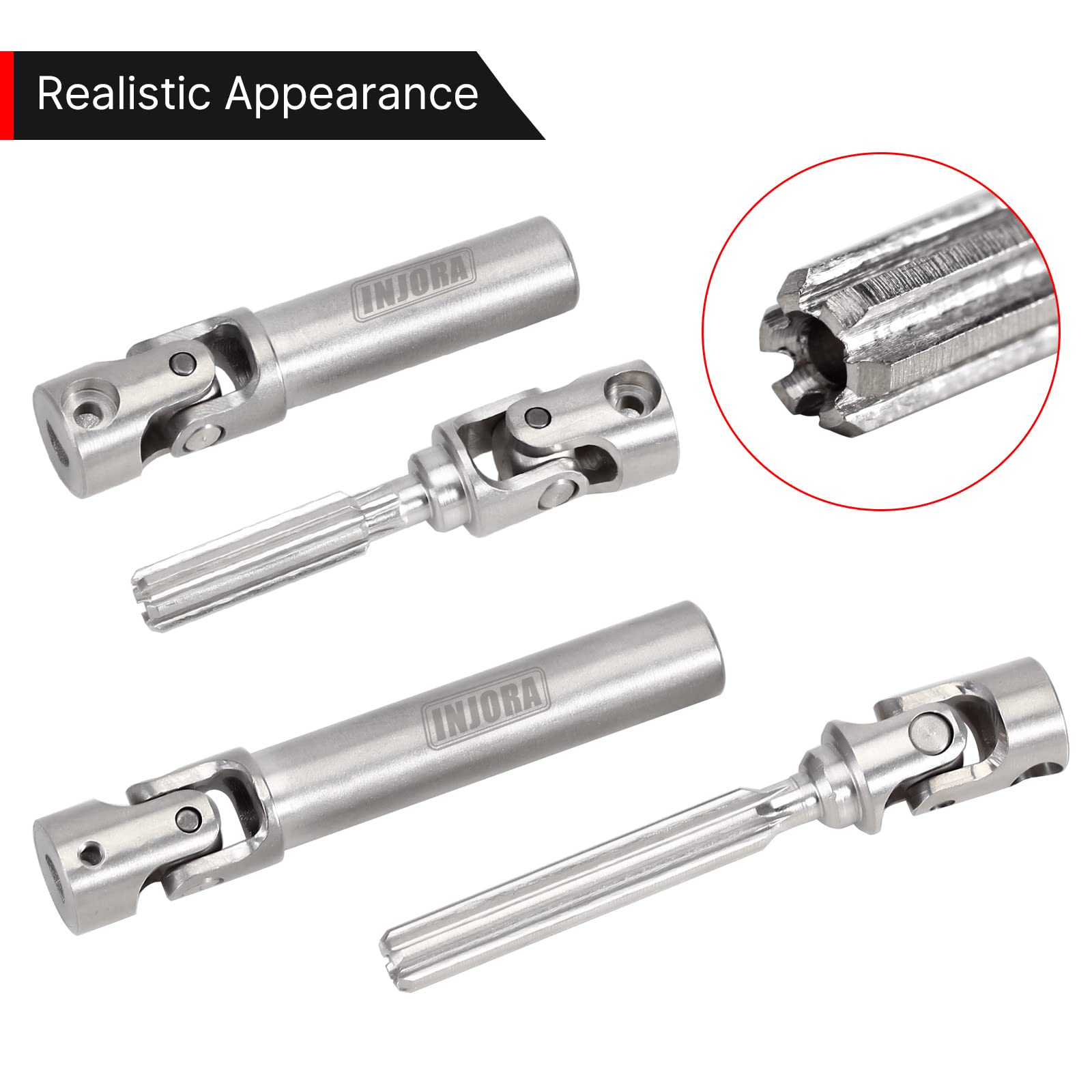 INJORA drive shaft compatible with JLU Bronco and 4Runner bodies.