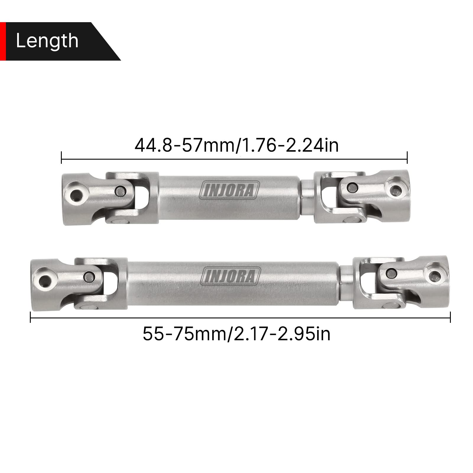 INJORA drive shaft adds spline joint upgrade strength.