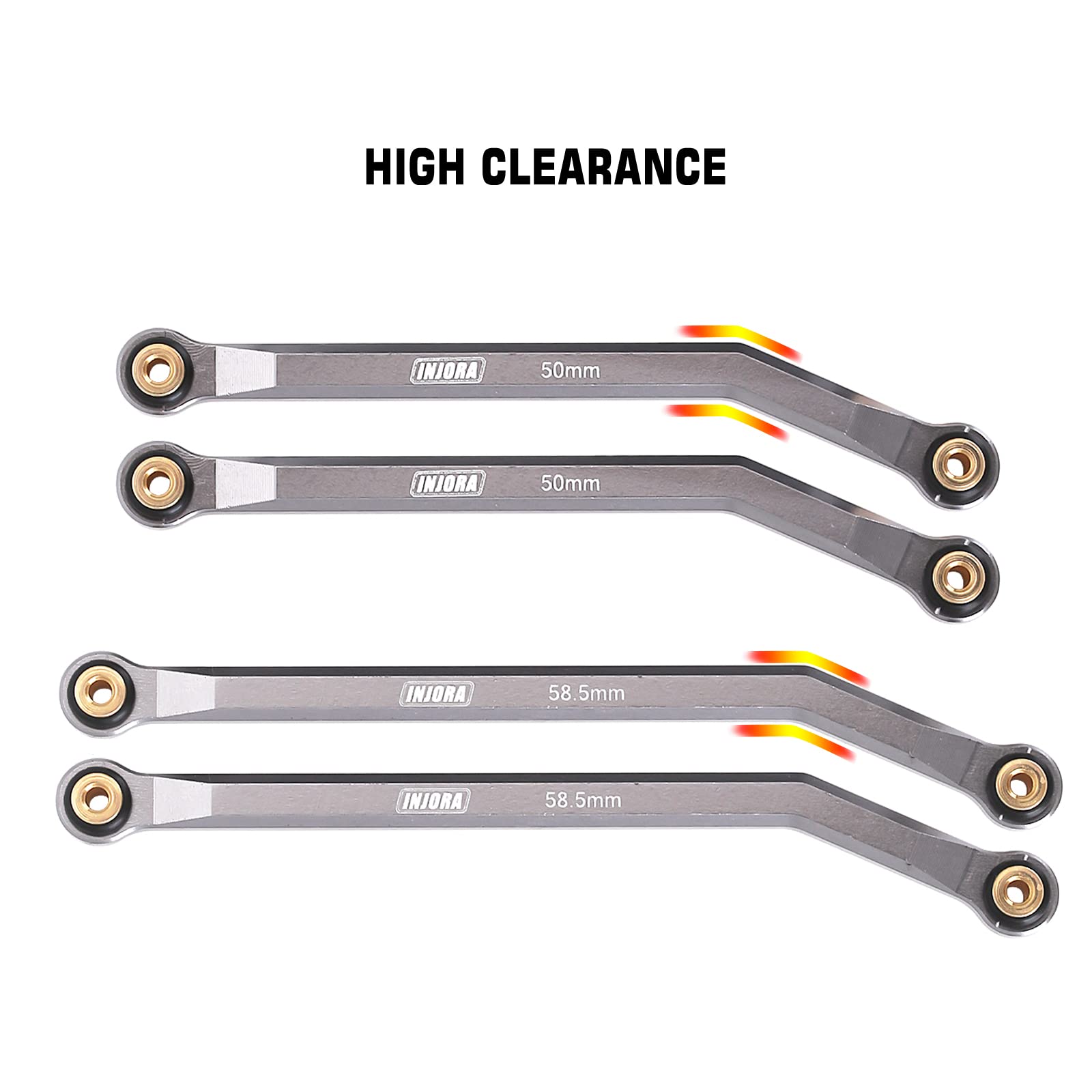 INJORA front 4-links grey with engraved logo enhances durability and style